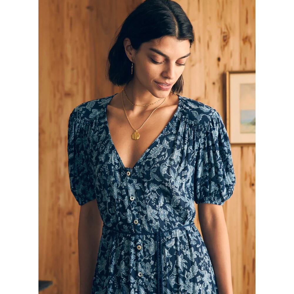 Faherty Navy Floral Maxi Dress - Picture 6 of 12